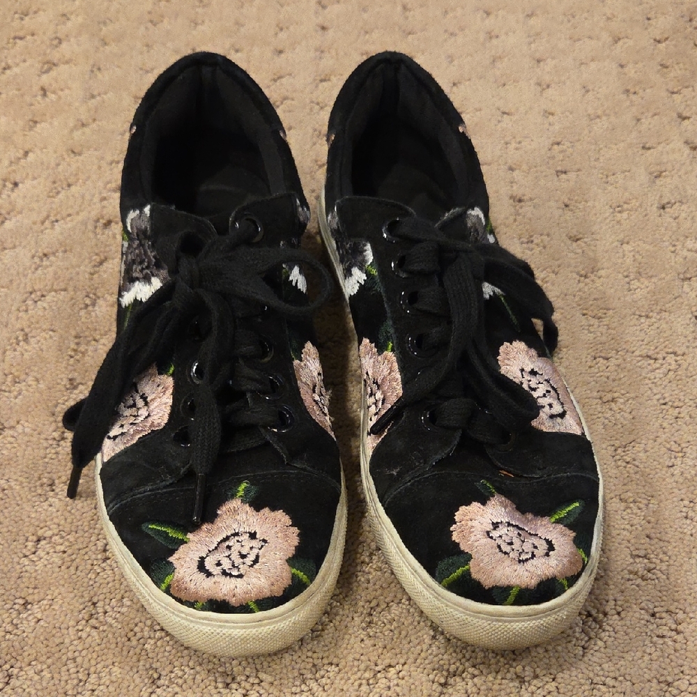 Rebecca Minkoff Black and Pink Sneakers with Whimsical Design